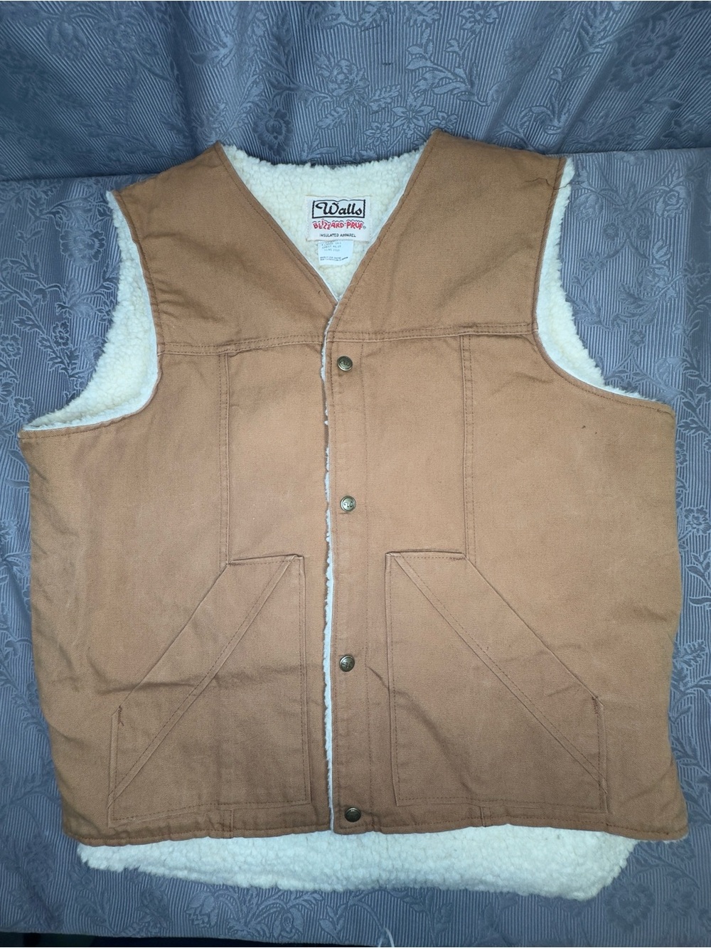 Vintage 1970's Walls Blizzard-Pruf Sherpa Lined Cavas Work Utility Vest XL Tall
